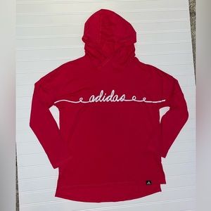 NEW Adidas Girls Dark Pink Hoodie Shirt Sporty XL 16 Magenta Lightweight Stretch